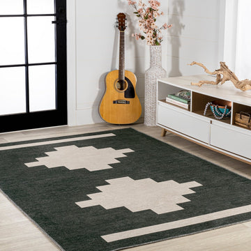 Adriel Geometric Tribal Medallion Machine-washable Area Rug